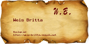 Weis Britta névjegykártya